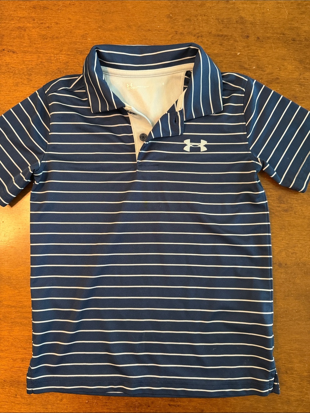 Under Armour Navy and White Striped Boys' Polo
